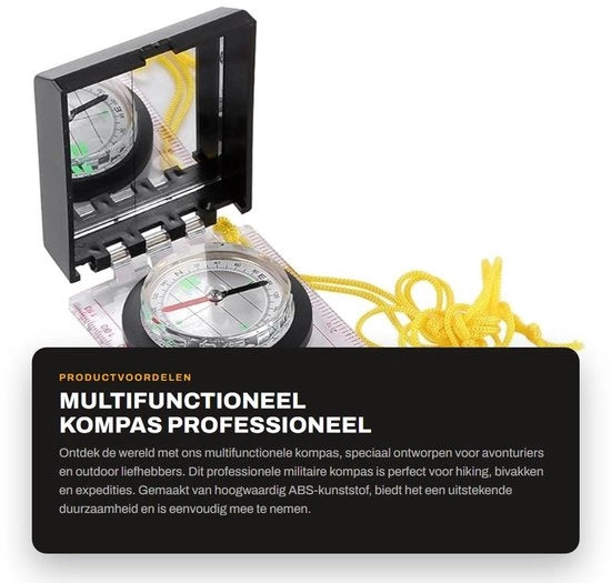 Compasso Professionale Multifunzionale - Righello - Specchio - Funzionale Corda Portatile - Materiale ABS Durevole - Compasso Navigatore