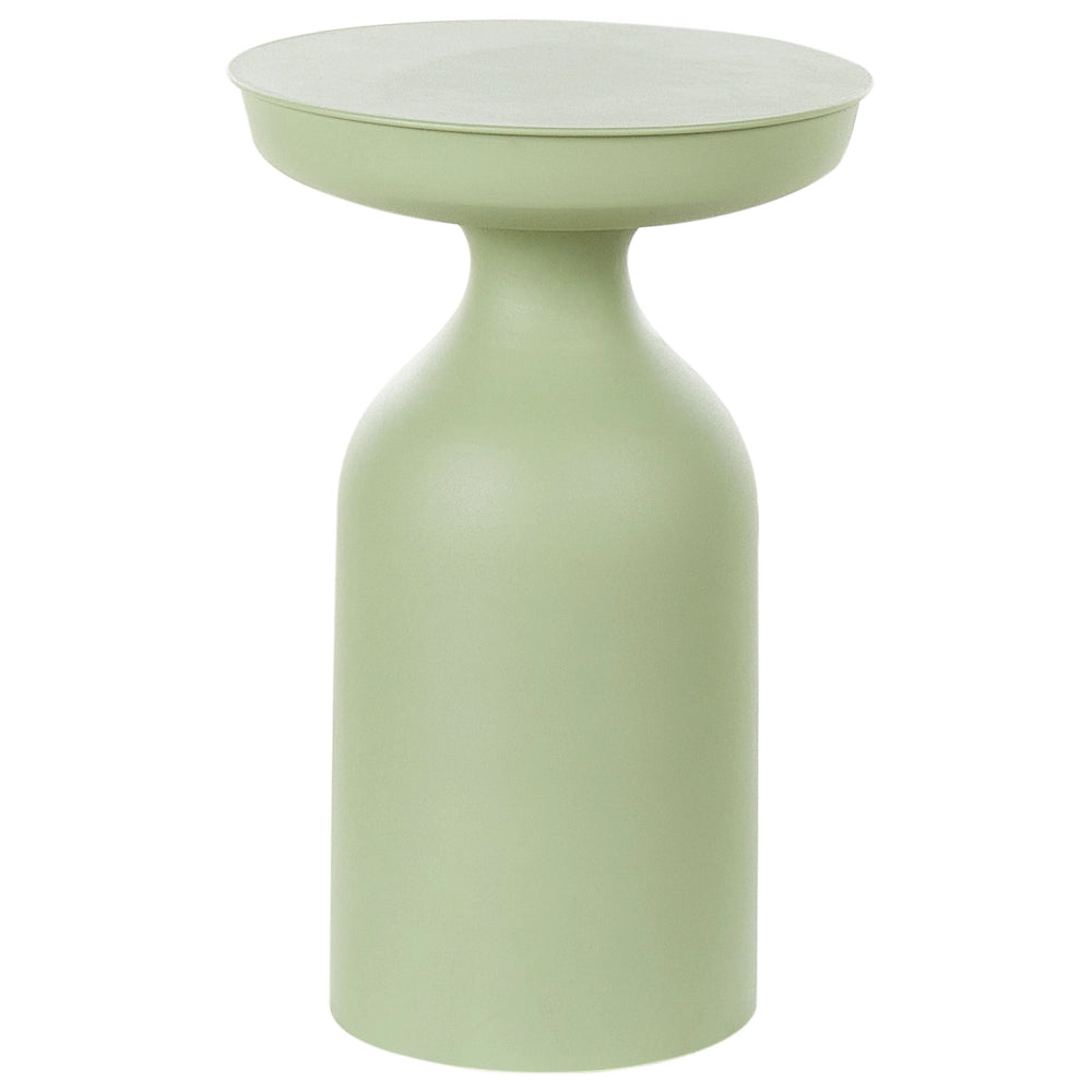 Set di 2 tavolini moderni in ferro opaco verniciato a polvere verde forma ovale soggiorno camera da letto moderna