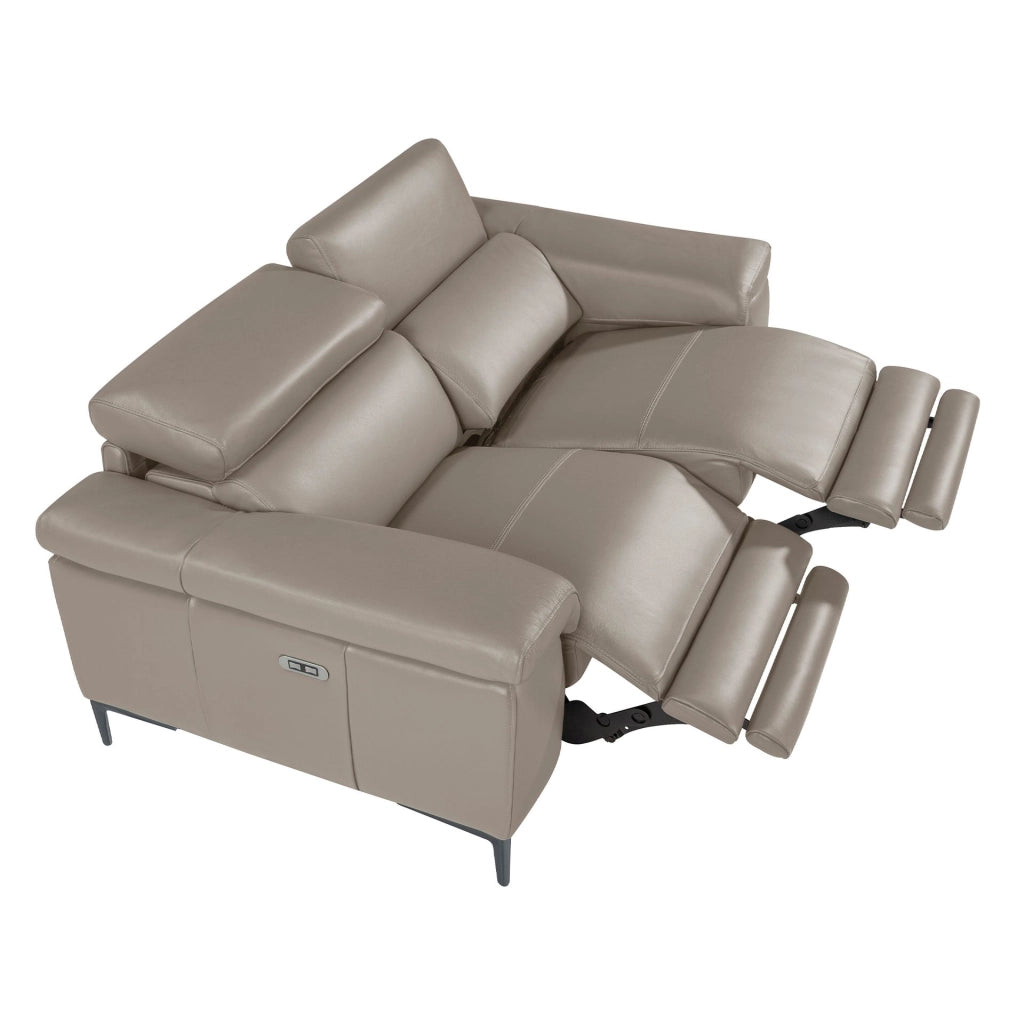 Divano relax a 2 posti in pelle grigio scuro