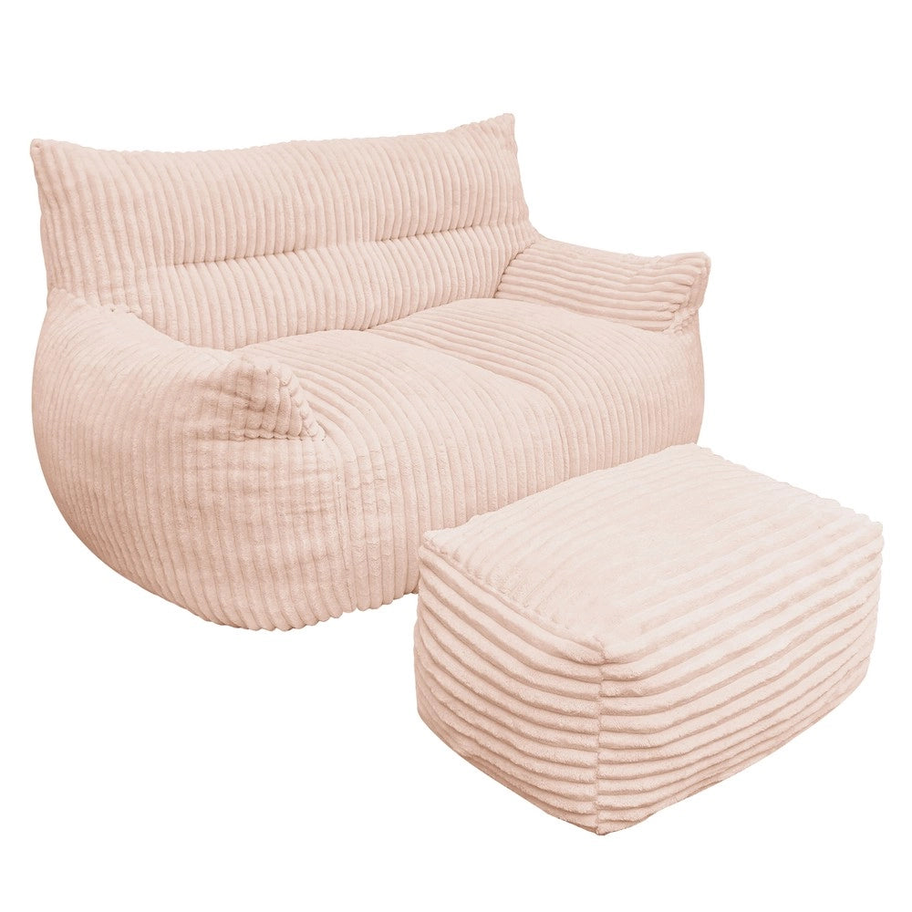 Poltrona Pouf Doppio con Poggiapiedi ¨C MINIMAL ¨C Tessuto, Soggiorno