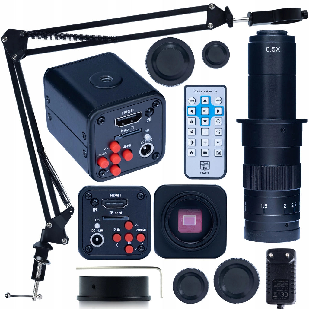 Set Microscopio Digitale Norma Black PRO – Camera HDMI 1080P, Obiettivo Zoom 180X, Braccio Regolabile
