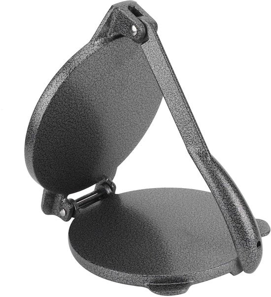 Tortilla a forma fissa in ghisa - 16,5 cm - Antiscivolo - Strumenti da cucina - Tortilla di mais - Pressa per focacce - Rullo per impasto