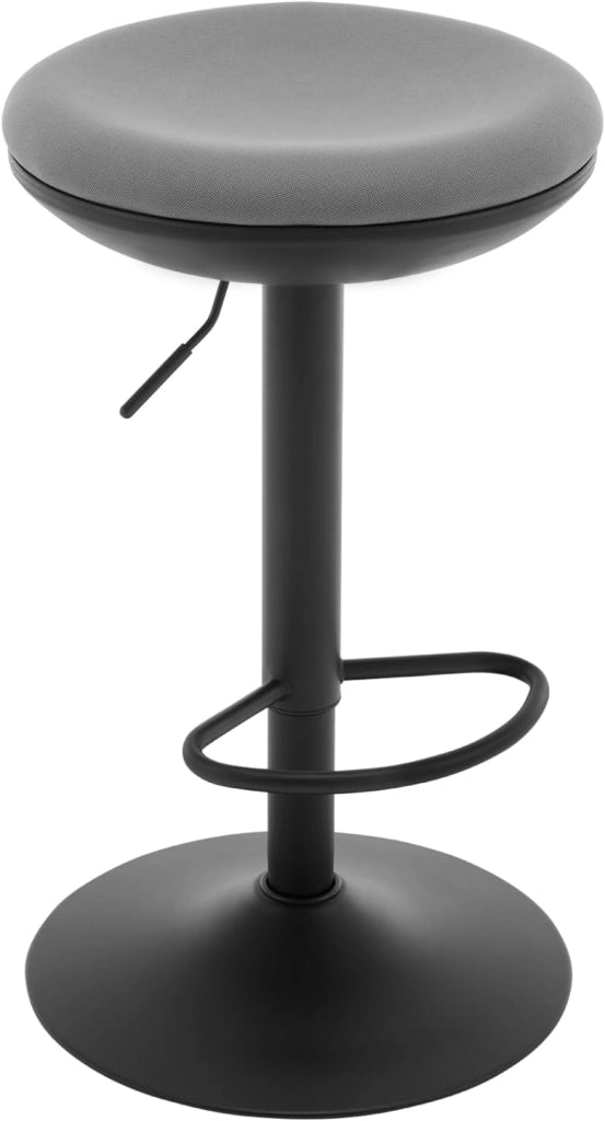 Sgabello da Bar, Sedia Alta da Bar Regolabile in Altezza, Sgabello per Isola Cucina Girevole, con Poggiapiedi, Sgabello Imbottito in Maglia Elastica, Nero, BH414sz-1