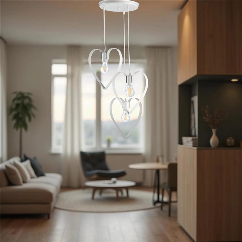 TRENDY LAMPADARIO DESIGN MODERNO IN METALLO COLORE BIANCO E27 3 LUCI 57 WATT H90X35 CM