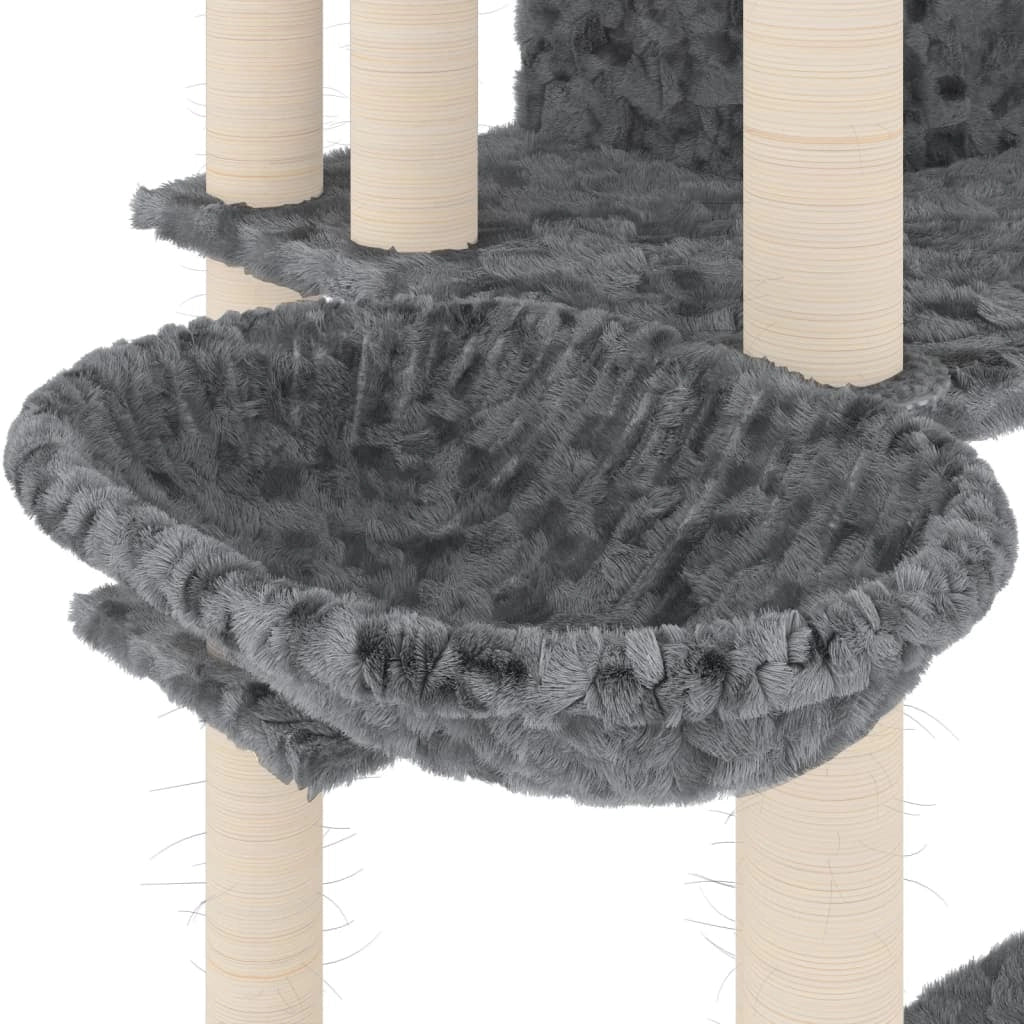Tiragraffi per gatti Mobili per arrampicata su torre Tiragraffi piattaforma da arrampicata con tiragraffi in sisal scuro 191 cm grigio 02_0022693
