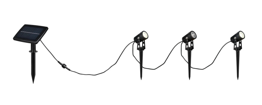 Faretto solare LED triplo nero alluminio IP44 OBIDOS RL