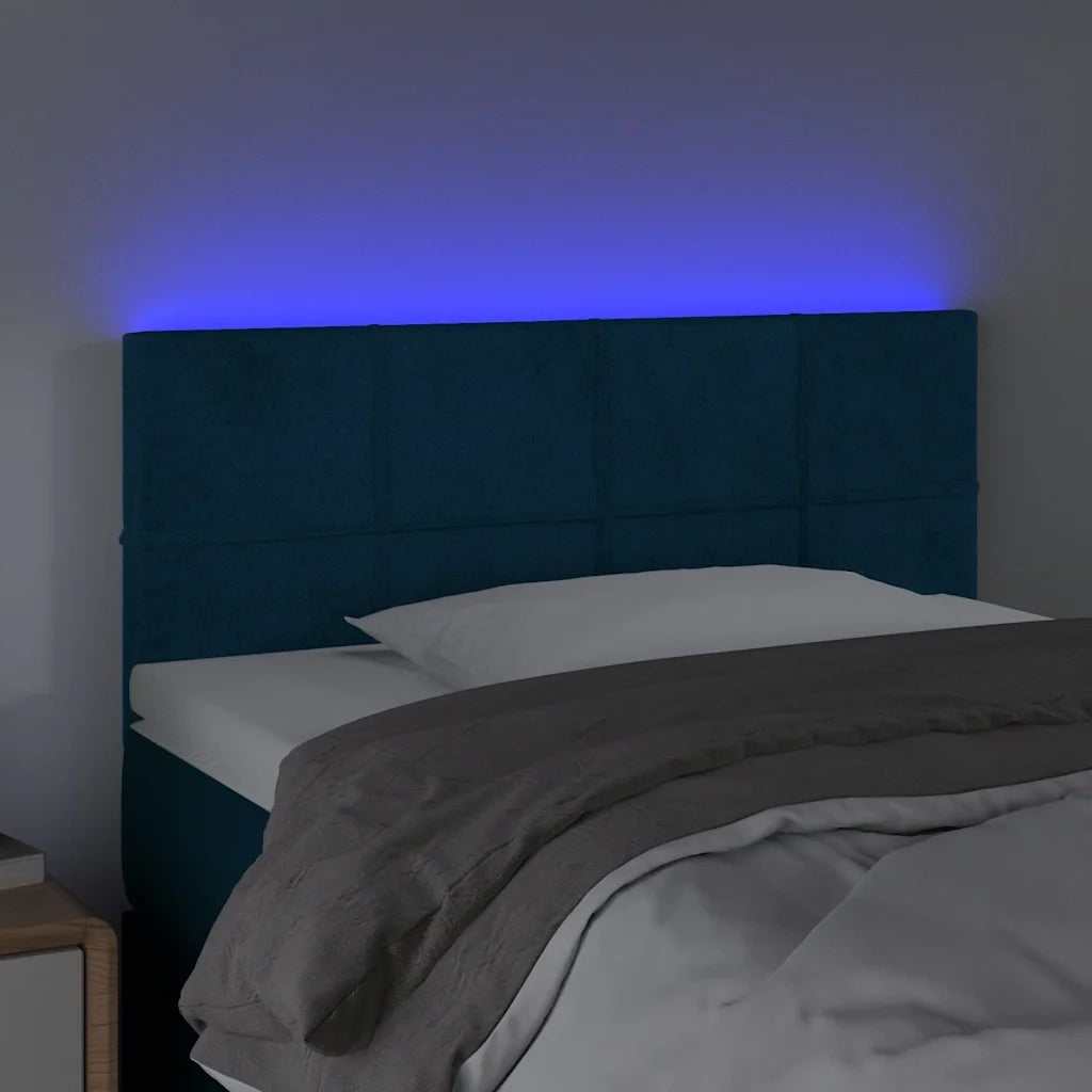 Testiera a LED Blu Scuro 100x5x78/88 cm in Velluto