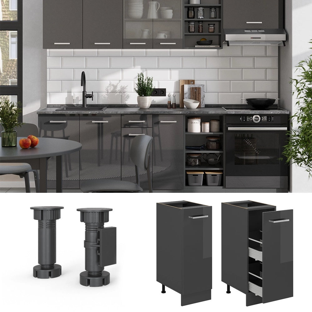 Armadio cucina dispensa alto R-Line Antracite lucido/Antracite 30 cm, PL Antracite Vicco