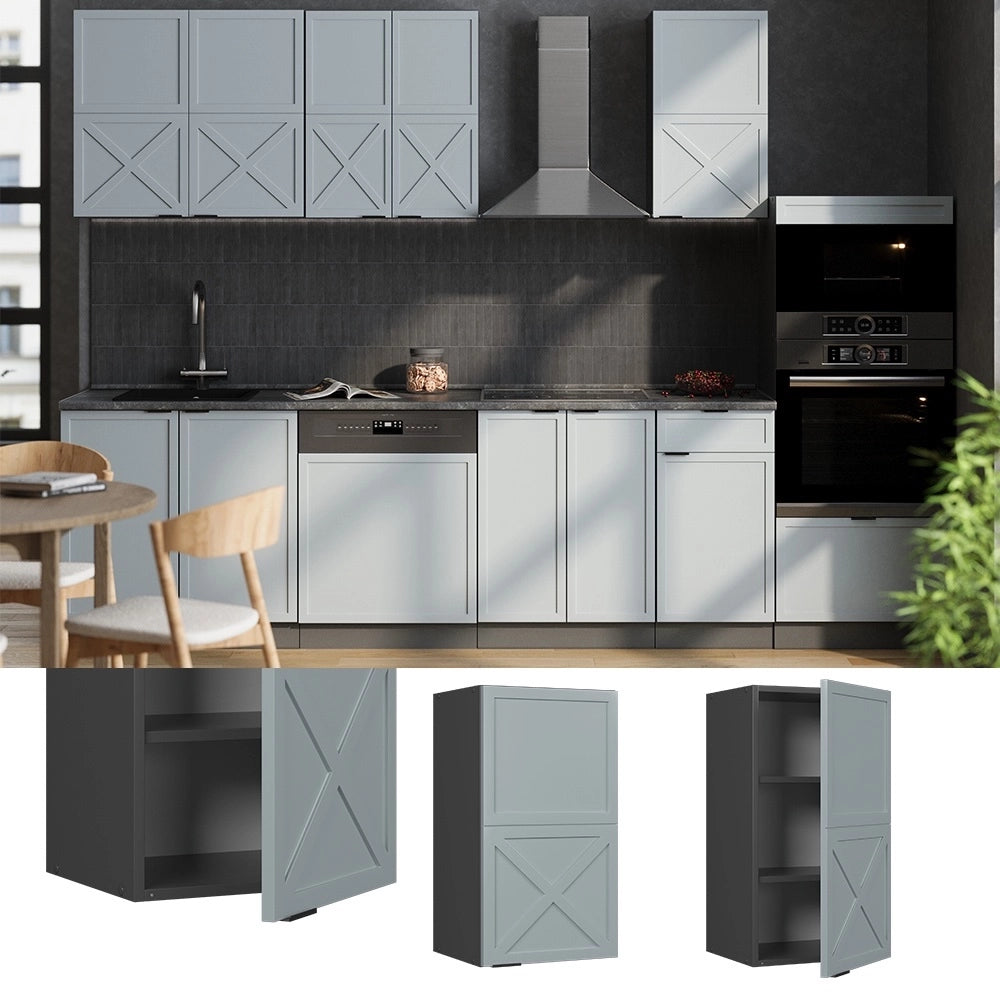 Pensile da cucina Fame-Line Blu-grigio chiaro/Antracite 40 cm Vicco