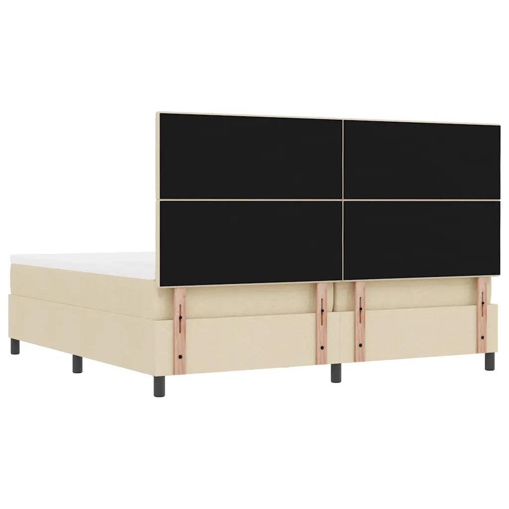 Letto a molle con testiera Crema 200 x 200 cm Tessuto 3344098