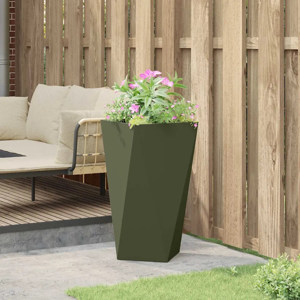 Fioriera | Cassetta per fiori | Vaso Verde oliva 40 x 40 x 75 cm Acciaio