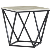 Tavolino da caffè colore beige nero 50 x 50 cm MDF effetto marmo soggiorno