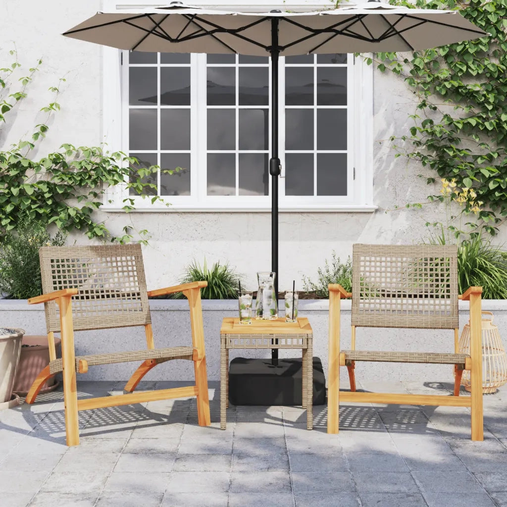 Set da Bistrot 3 pz Beige in Polyrattan e Legno Massello Acacia 365867