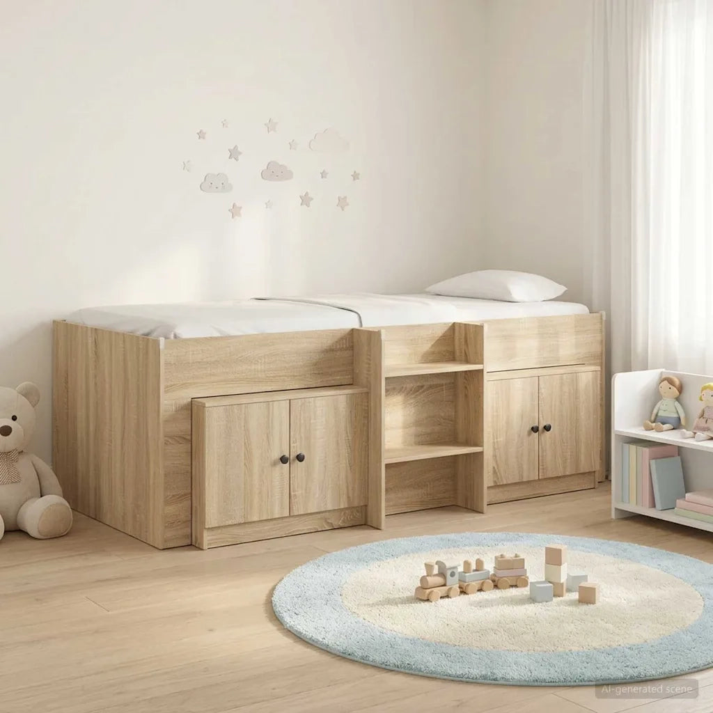Struttura Letto Loft con Mobile con porta 3 pz Rovere Sonoma 3423384