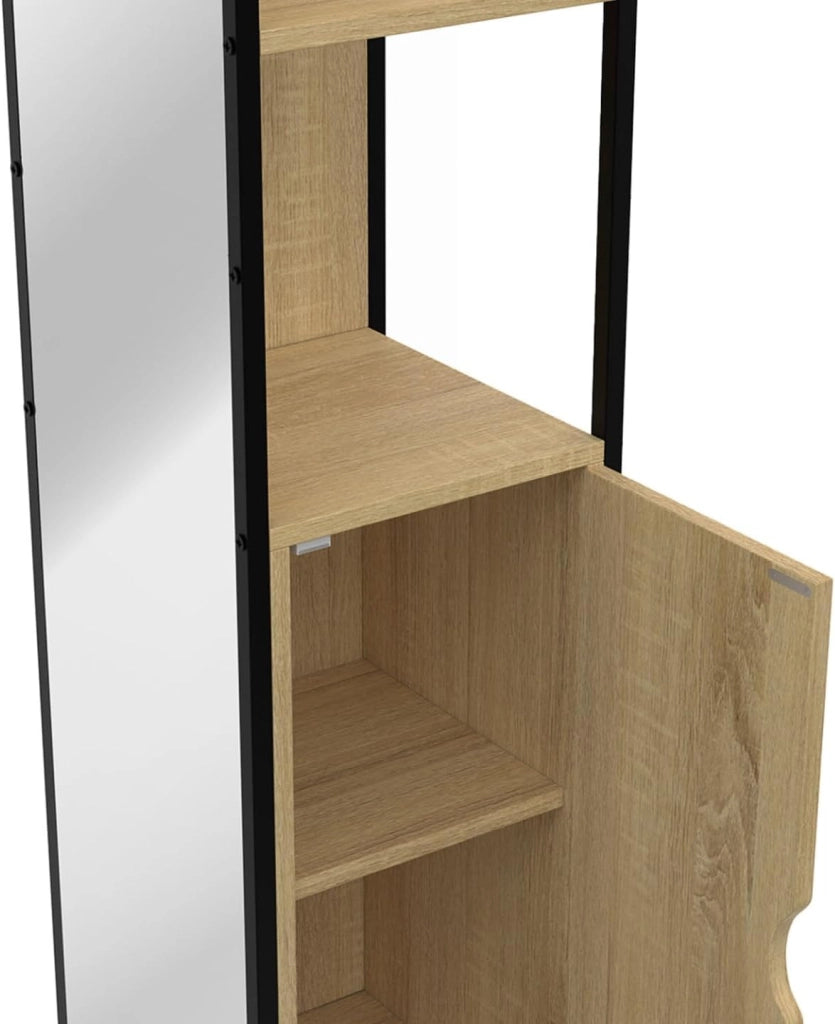 DETROIT Mueble de baño de 1 puerta con espejo y estantes de diseño industrial