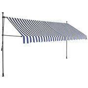 Tenda da Sole Retrattile Manuale con LED-Tenda parasole per Patio 350 cm Blu e Bianca