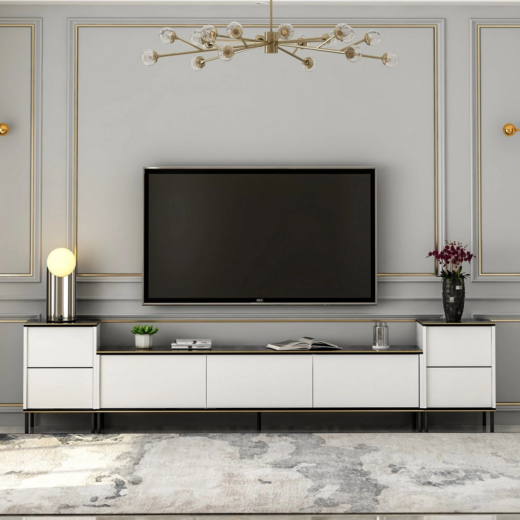 Cortin, Mobile Porta tv 2 Ripiani, 180x35x45h cm Bianco