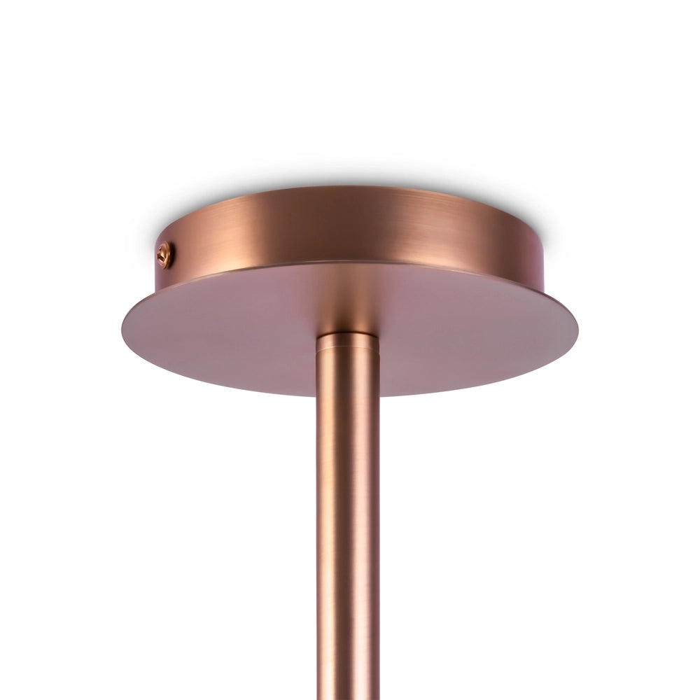 Lampadario Sospensione Erich In Metallo Oro Rosa 8 Luci E Diffusori Bianchi