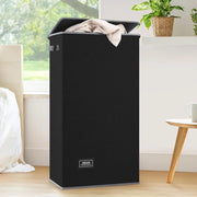 Wastino grande con coperchio e tasca rimovibile - 100 litri di capacità per abiti sporchi - pieghevole e comodo per le camere da letto - nero