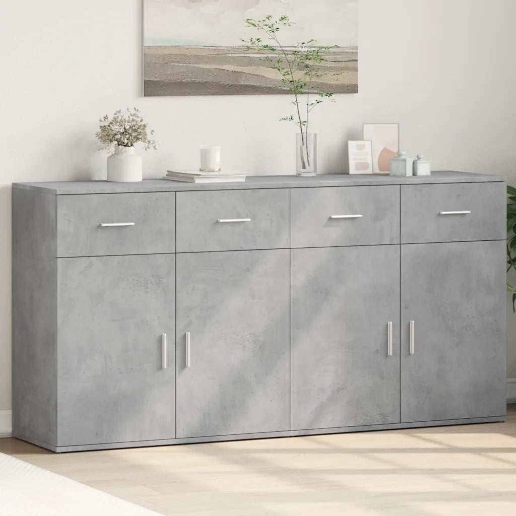 Credenze 2 pz | Madia | Buffet da pranzo | Armadio da pranzo Grigio Cemento 79x38x80 cm in Legno Multistrato