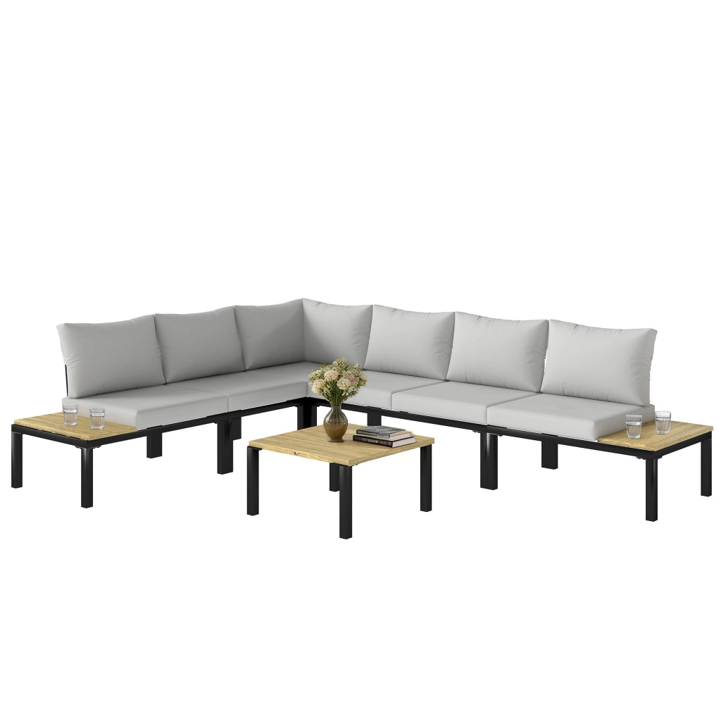 Divano modulare 6 pezzi da giardino con tavolino ¨C Xylo ¨C Trasformabile in letto, grigio