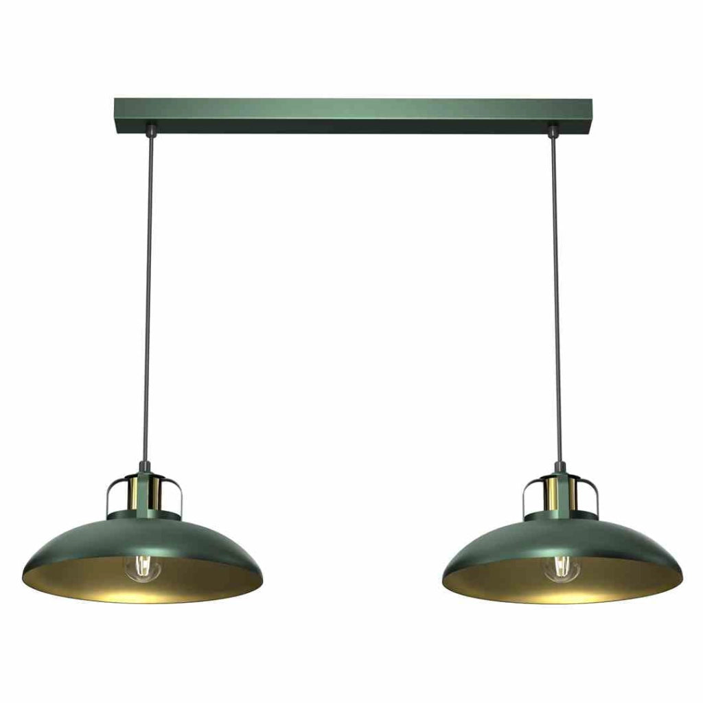 Lampadario sospeso Milagro Felix verde oro 2xE27 75cm