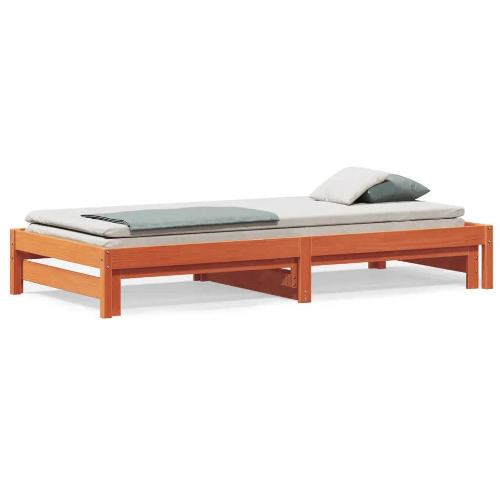 Divano con Letto Estraibile Marrone Cera 80x200cm Massello Pinocod mxl 113862