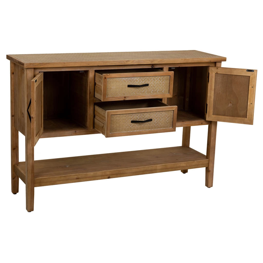 Mobile da ingresso in legno e metallo marrone 122x35x81,5h