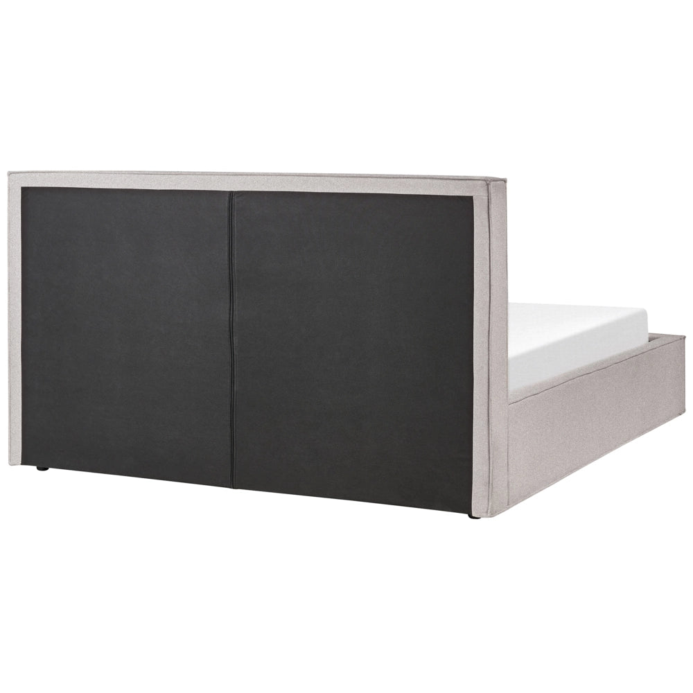 Letto king size 180 x 200 cm Grigio chiaro Rivestimento in tessuto Ottomana di contenitore Telaio a doghe Camera da letto moderna contemporanea