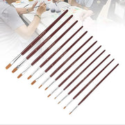 Set di pennelli a olio 12 pezzi - capello in nylon - manico in legno - adatto per acrilico/aquarello - lunghezza complessiva 18-21,9 cm - alta assorbimento idrico - pennelli da pittura