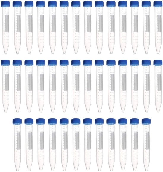 Centrifuga Bocchette 15 ml - Plastica - Chiusura a Viti - Supporto per Tubo Graduato - 40 Pezzi - Blu - Bocchetta per Tubo