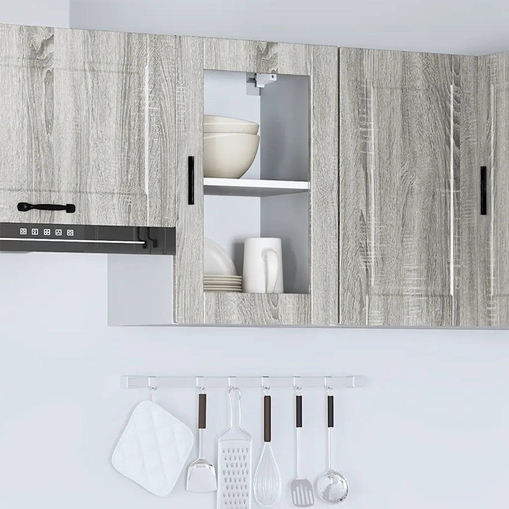 Pensile da Cucina con Porta in Vetro Porto Grigio Sonoma 854013