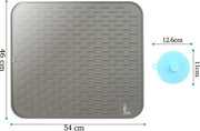 Mat di Drenaggio in Silicone con Spazzola a Pennello in Silicone con Manico, Mat di Scarico in Silicone, Mat di Asciugatura, Sostegno Termoresistente, Mat di Cucina, Mat di Contatto (Grigio, 54 x 46 cm)