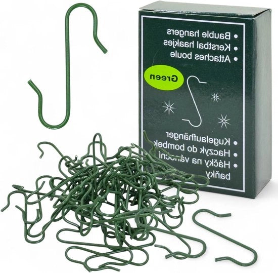 Decorazioni per albero di Natale a forma di S - 200 pezzi verde - veloci e pratici appesi - decorazioni per Natale - decorazioni per palloni e decorazioni - 33 mm metallo