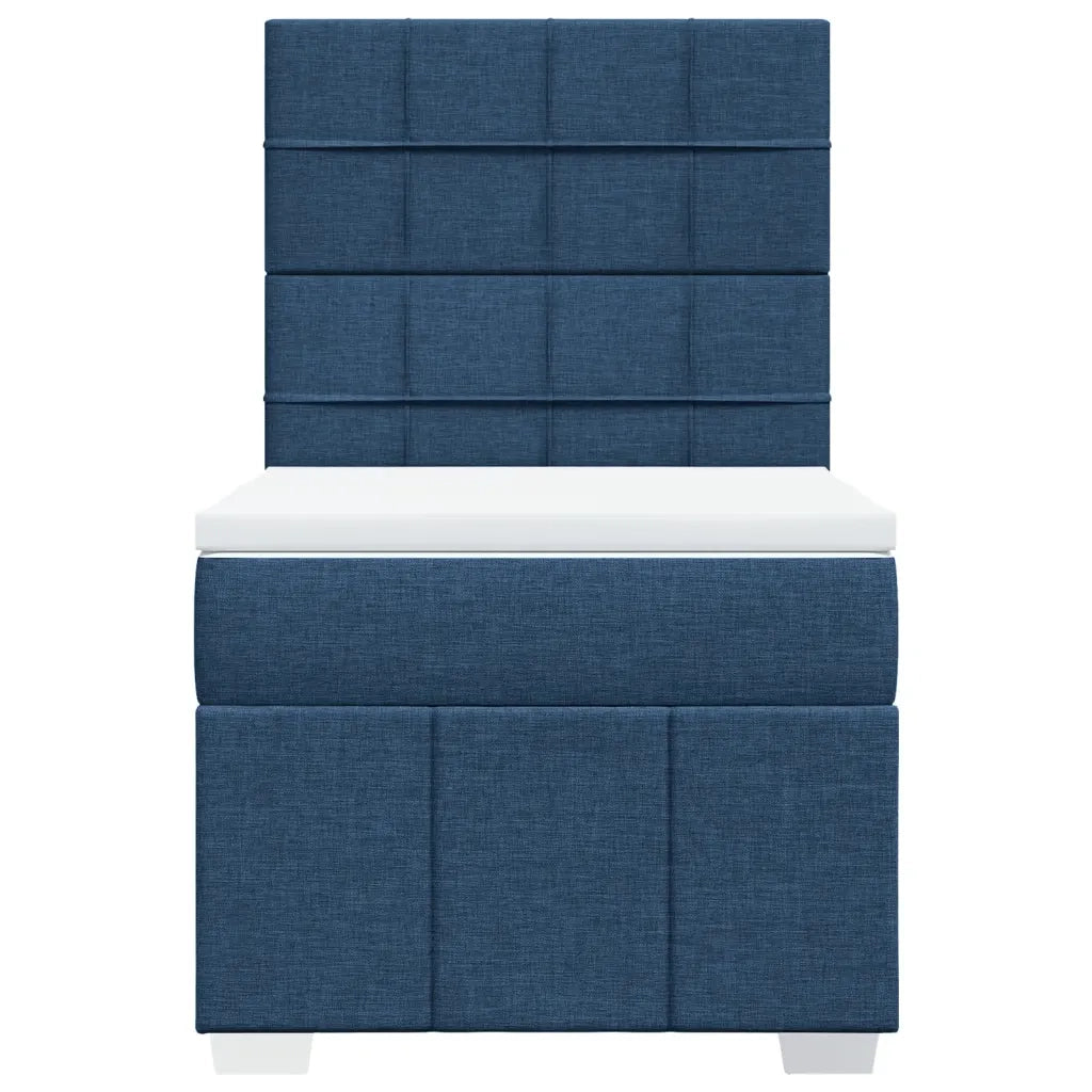 Letto singolo | Letto per adulti | Giroletto a Molle con Materasso Blu 90x200 cm inTessuto