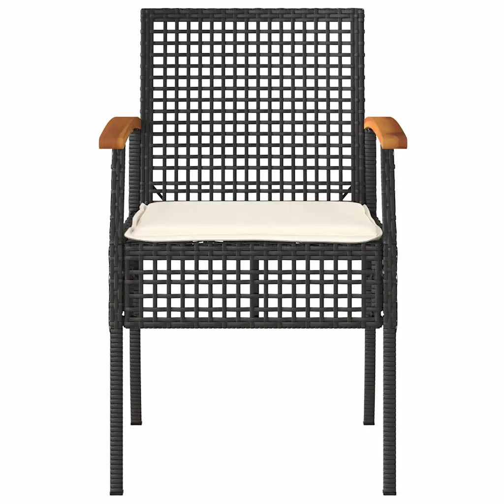 Sedie da Giardino con Cuscini 4 pz Nere in Polyrattan e Acacia 366251