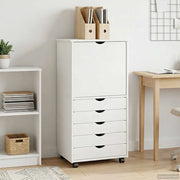 Mobile con Ruote Bianco 53 x 39 x 103 cm Legno di Pino Massello 42028369