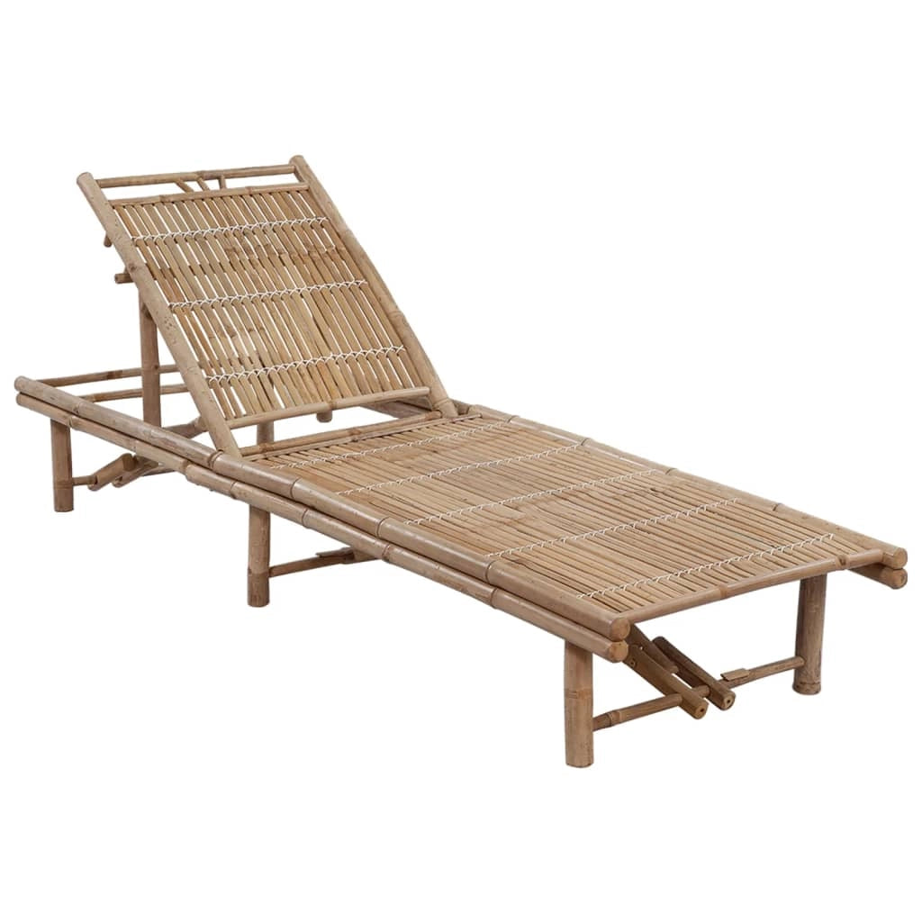 Lettino prendisole sedia a sdraio lettino prendisole letto da giardino mobili da esterno per patio con cuscino in bambù 02_0012294