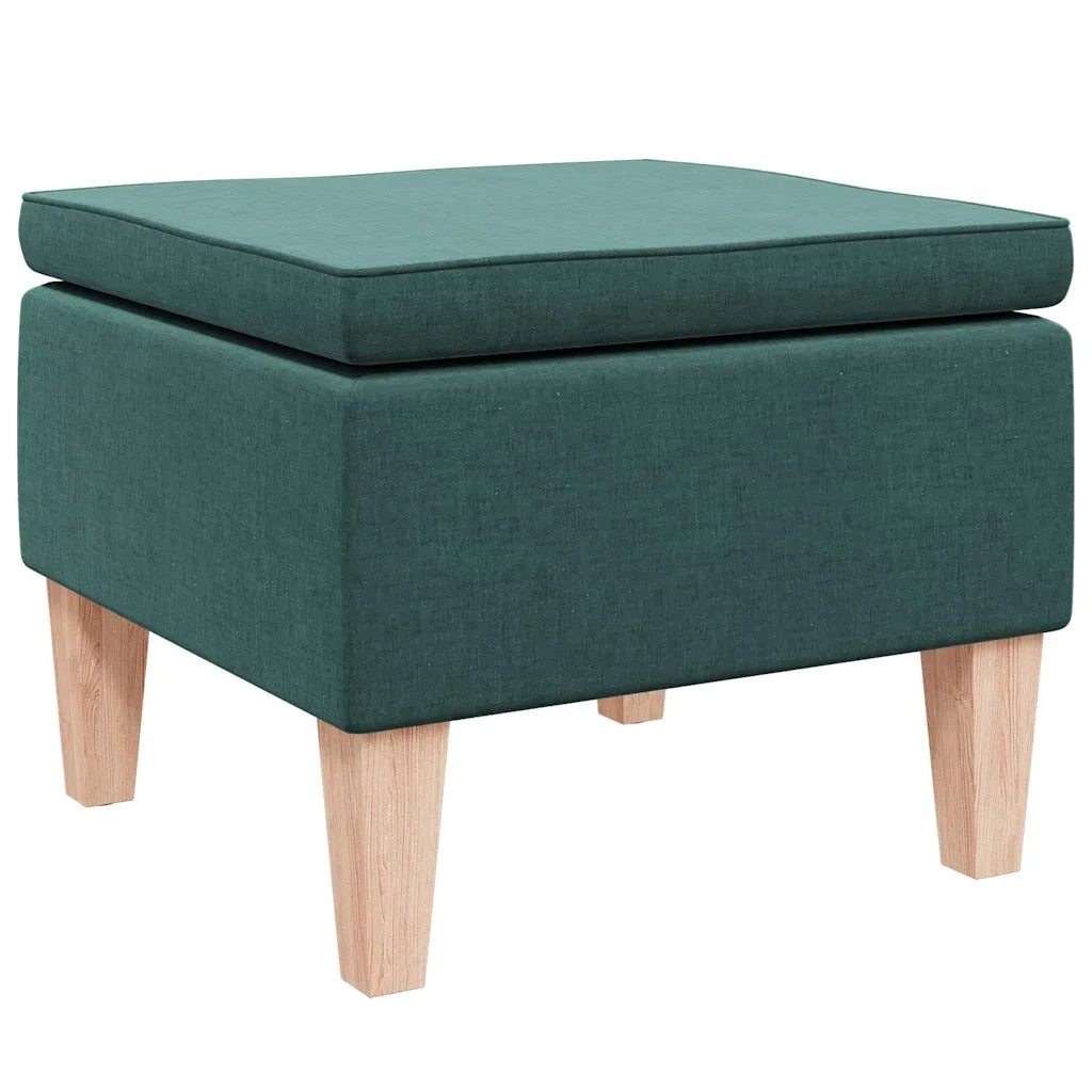 Poggiapiedi con Gambe in Legno Verde Scuro in Tessuto