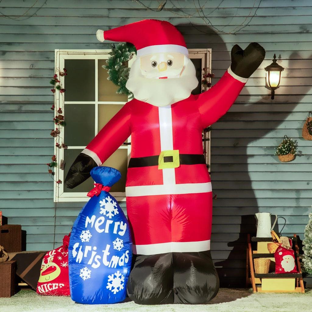 Babbo Natale Gonfiabile Luminoso 146x77x238 cm con  Luci LED