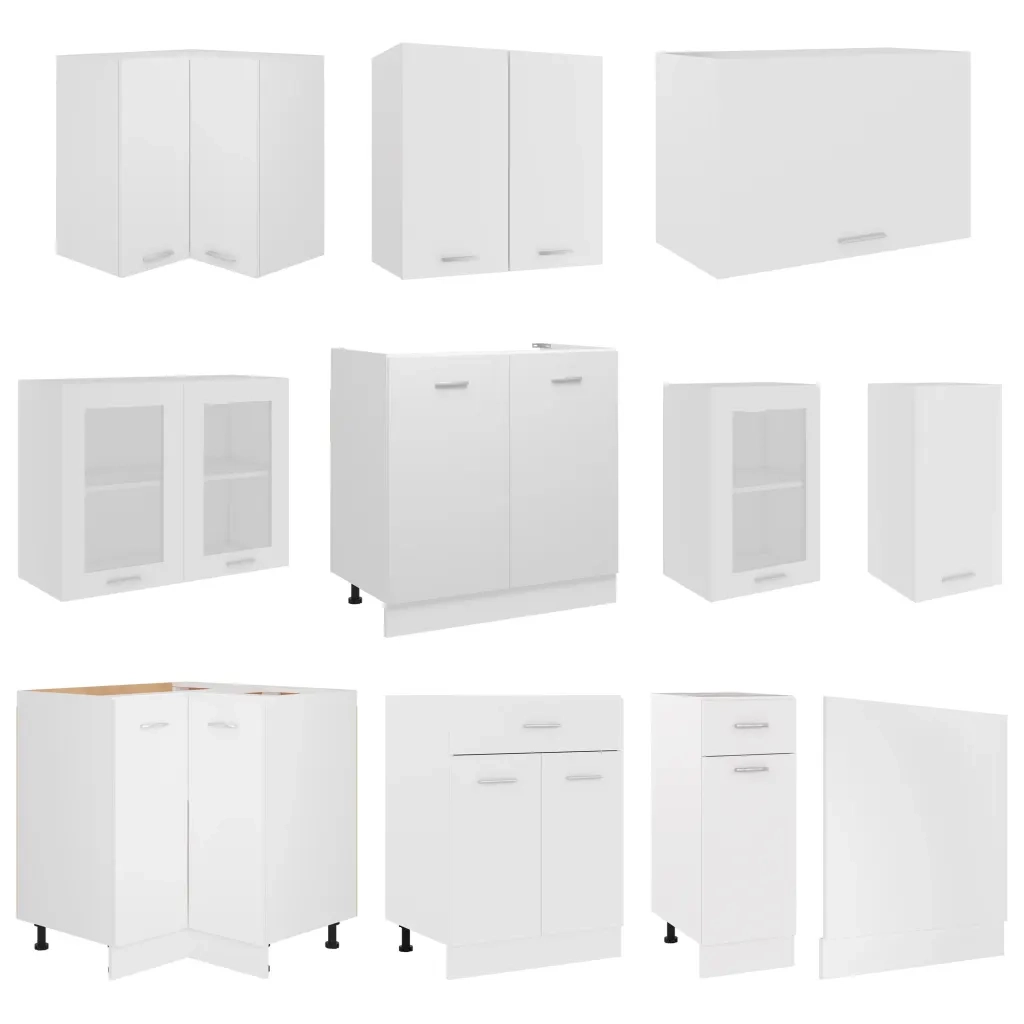 Set Armadi da Cucina 11 pz Lyon Bianco in Truciolato 3067663