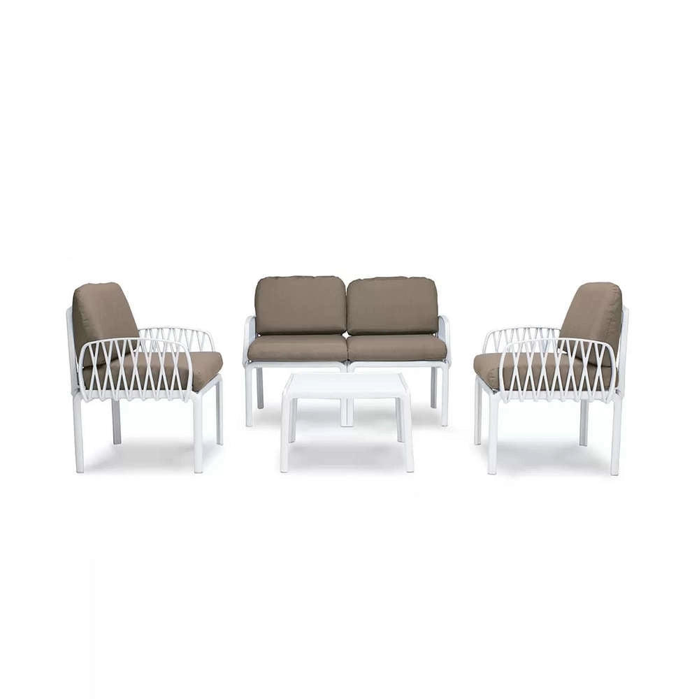 Set da Giardino Portofino con Divano 2 Poltrone e Tavolino Beige