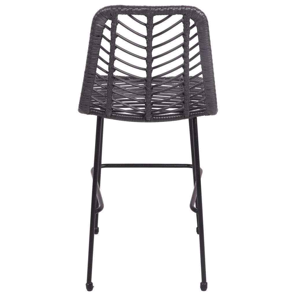 Set di 2 sgabelli da bar in rattan sintetico nero OKA