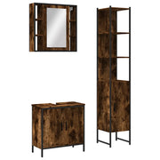 Set Mobili da Bagno | Armadio da bagno 3 pz Rovere Fumo in Legno Multistrato