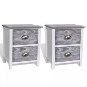 Comodino cassettiera mobili per camera da letto 2 pezzi con 2 cassetti grigio e bianco 1402170