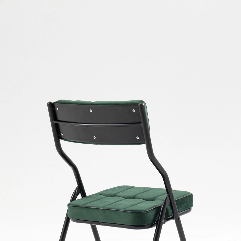 Set 2 sedie pieghevoli imbottite in velluto verde
