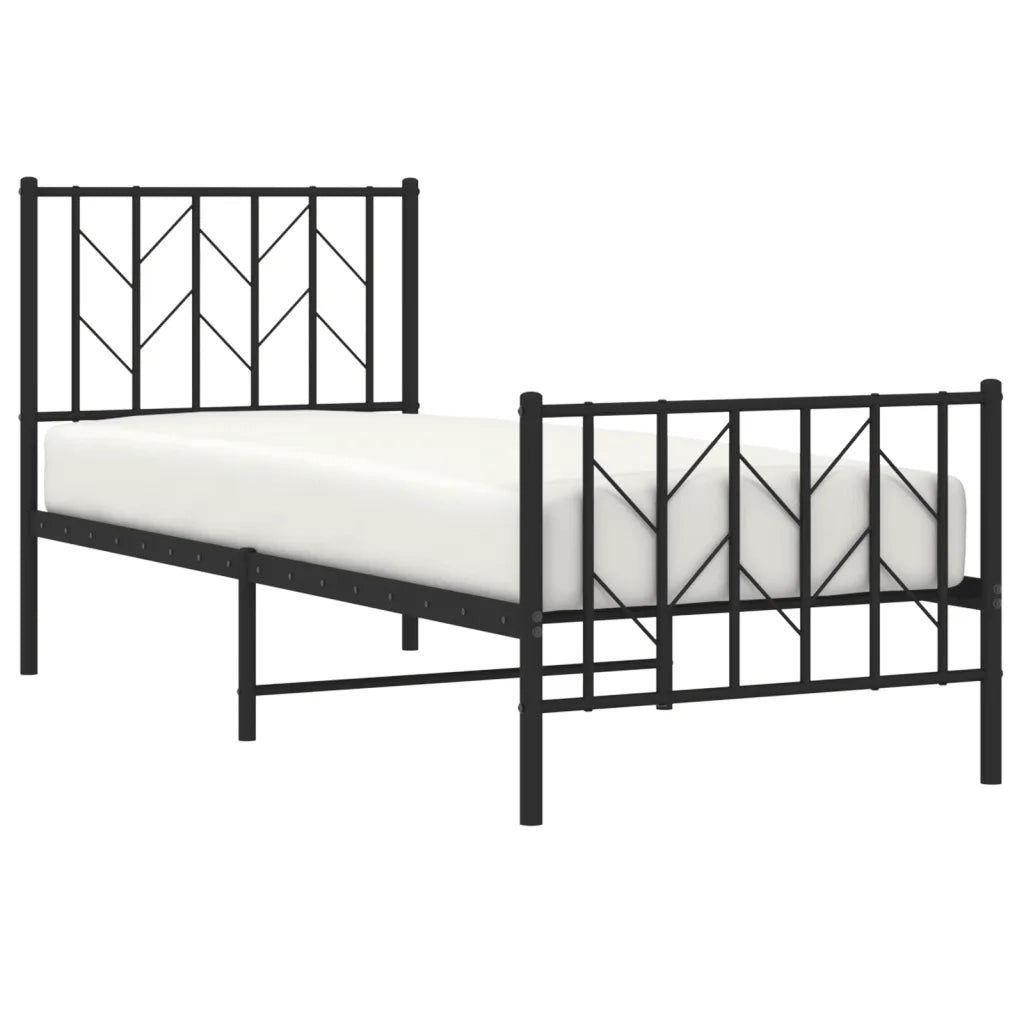 Giroletto con Testiera e Pediera Metallo Nero 75x190 cmcod mxl 85640