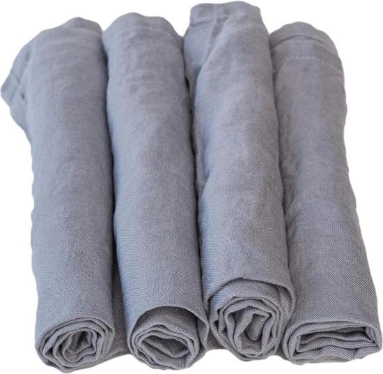 Serviette in lino grigio - set di 4 - 45x45 cm - assorbente e impermeabile