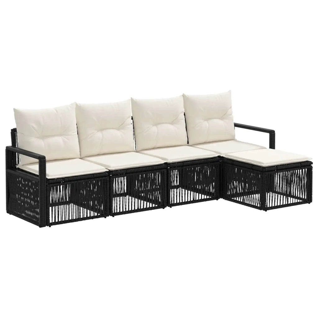 Set Divano da Giardino 4 pcs Nero polyrattan 3435697