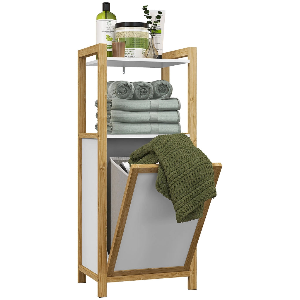 Mobiletto per bagno con cestello in bamb¨´ ¨C zephmum ¨C 40x30x86,5 cm